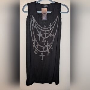 Shiny Tank Dress Midi One Size Assorted Design Embellishment Black